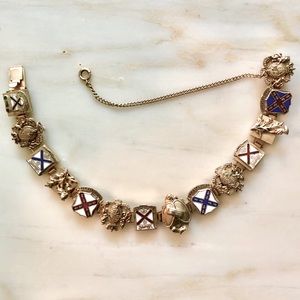 Vintage Authentic Coat of Arms Bracelet  Enameled Heraldry Souvenir 7” itemA